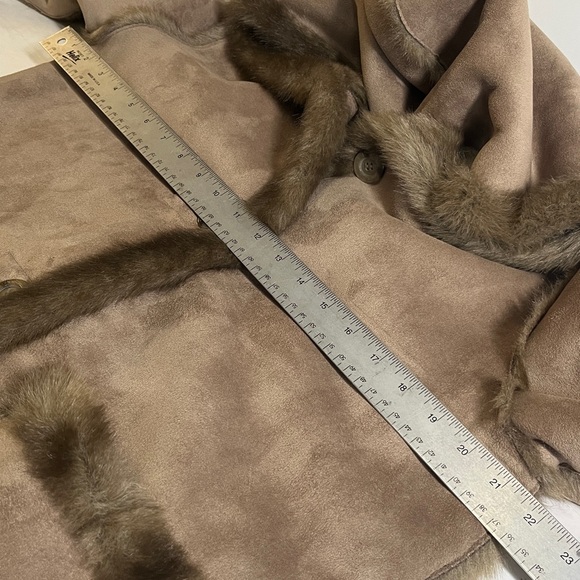 Dennis Basso Hooded Tan Suede Fur Coat Size XS - Picture 10 of 12